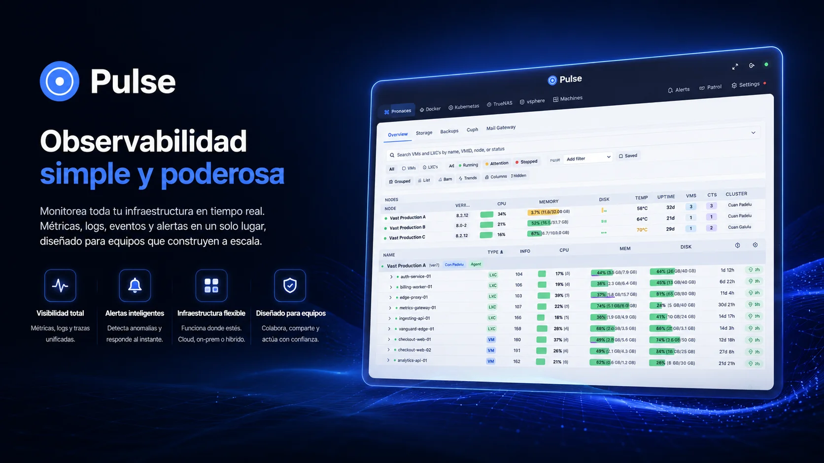 Pulse: el panel de monitorización que quiere sustituir a Grafana+Prometheus para quien solo tiene Proxmox, Docker y ganas de dormir tranquilo